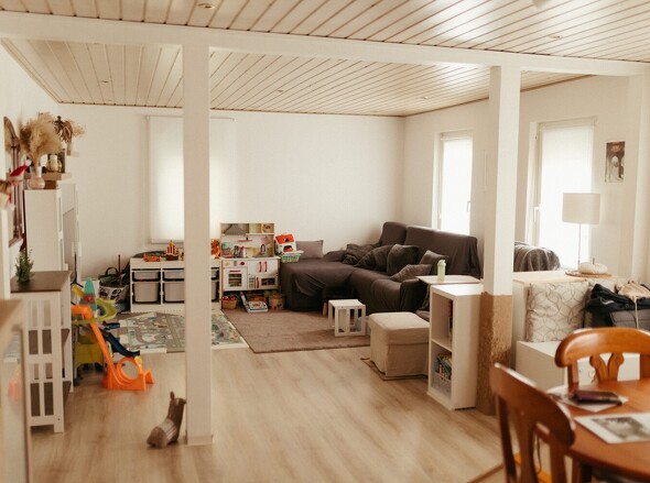 Esszimmer Blick ins Wohnzimmer