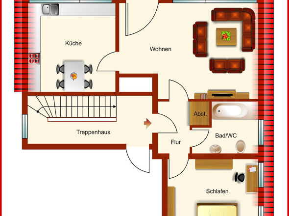 Grundriss, Wohnung 6