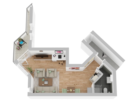 Grundriss von 1-Zi.-Appartement