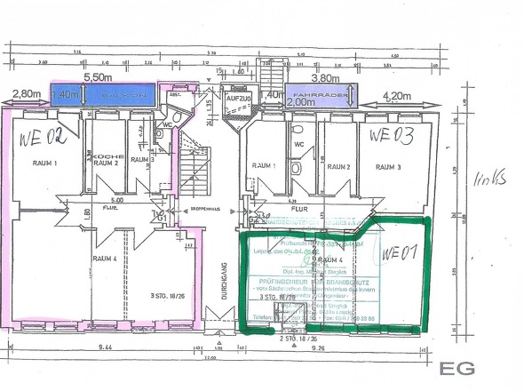 Grundriss WE 01 grün markiert