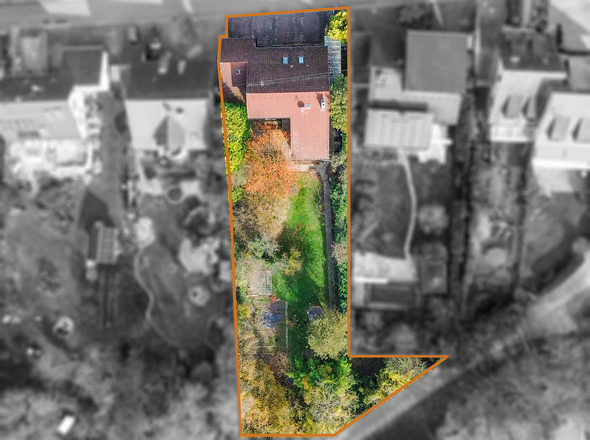 Vogelperspektive auf das Grundstück