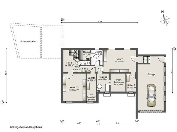 Kellergeschoss im Haupthaus