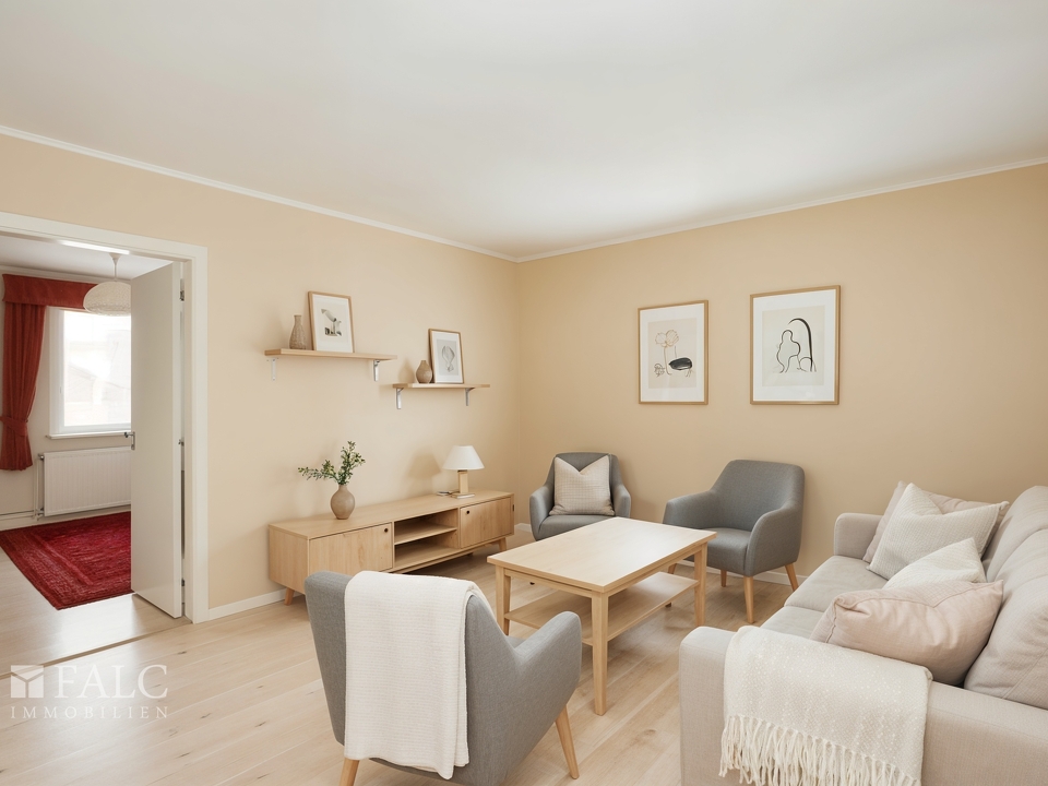 Wohnzimmer - Gestaltungsvorschlag (KI generiert)