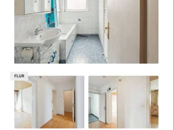 Modernes Bad mit Wanne und Flurbereich