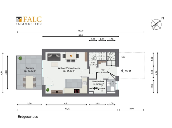Grundriss Erdgeschoss WE01