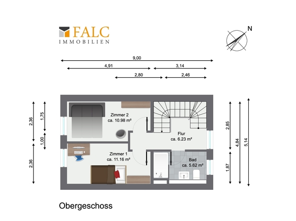 Grundriss Obergeschoss WE01