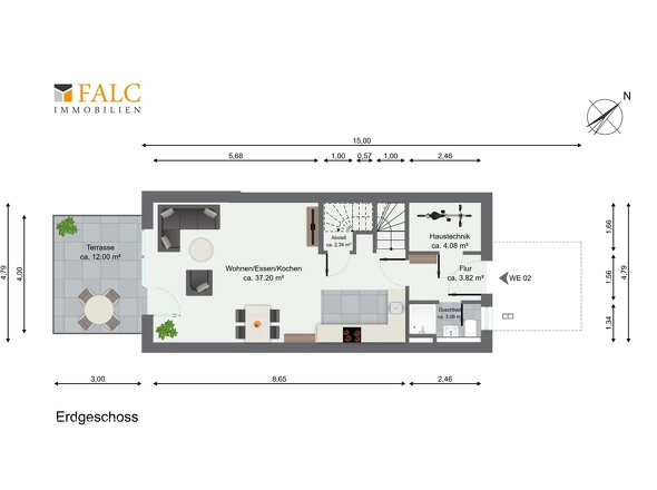 Grundriss Erdgeschoss WE02