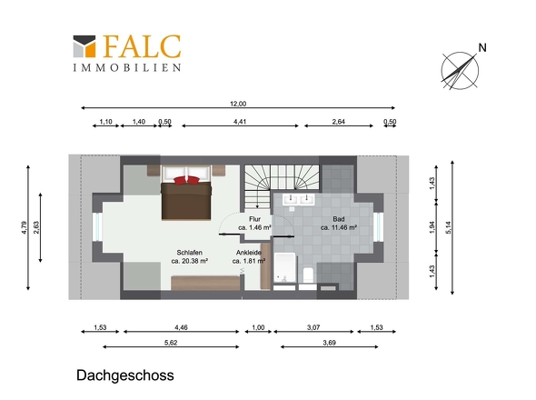 Grundriss Dachgeschoss WE02