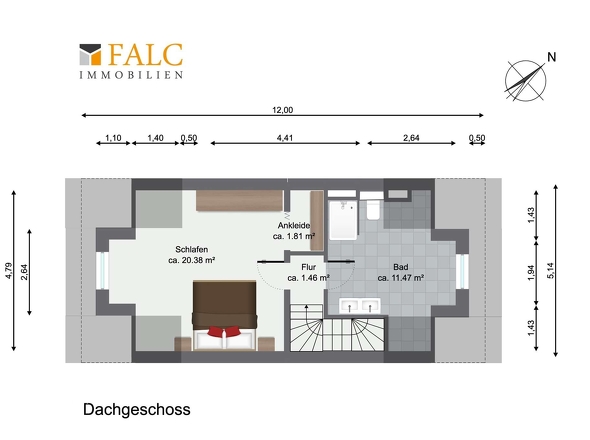 Grundriss Dachgeschoss WE03