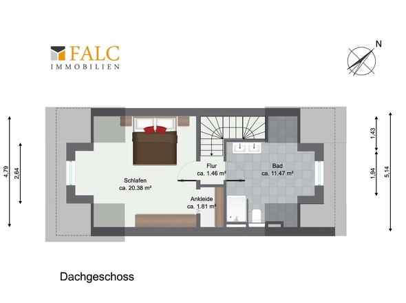 Grundriss Dachgeschoss WE04