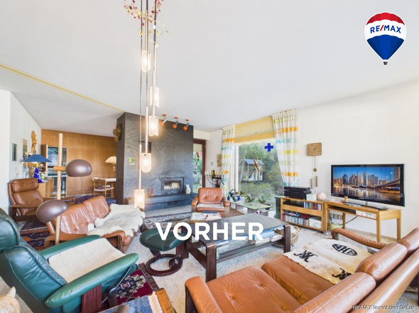 RE/MAX Immobilien DeLux Wohn-Geschäftshaus Merzig Wohnzimmer vorher