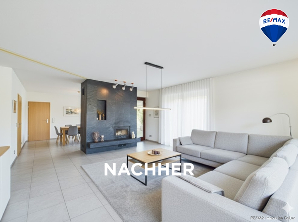RE/MAX Immobilien DeLux Wohn-Geschäftshaus Merzig Wohnzimmer nachher
