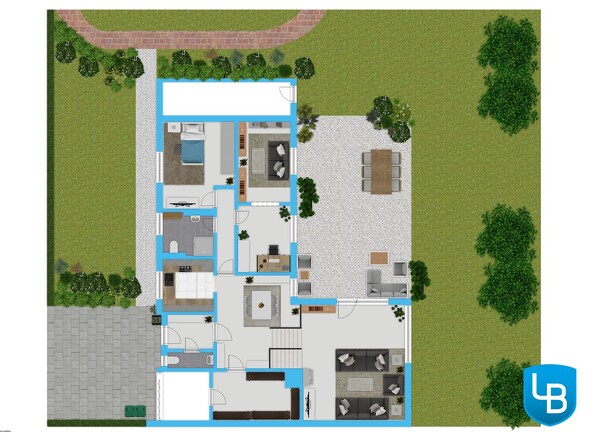 Grundriss mit Außenanlage