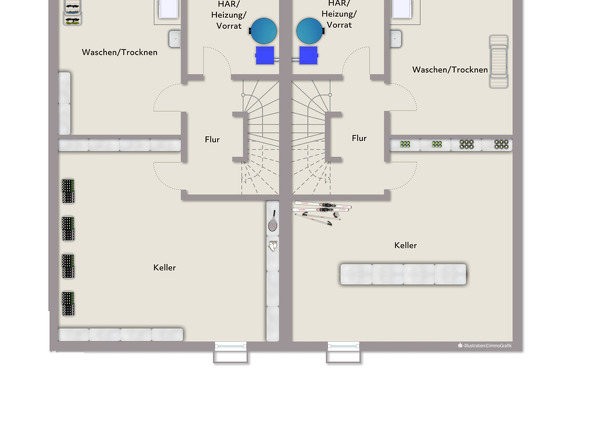 Haus 2A, Haus 2B Grundriss - Kellergeschoss