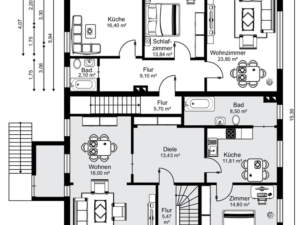 aktueller Grundriss 1. OG Hinterhaus 