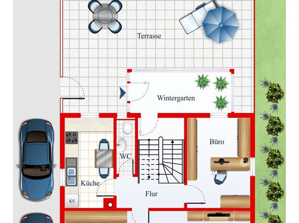 Grundstück mit Grundriss Erdgeschoss