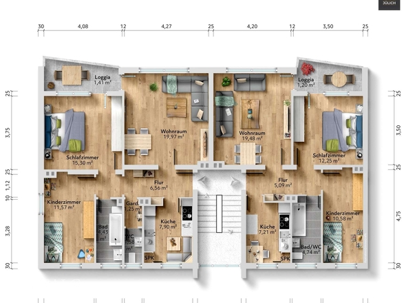 Grundriss einer Etage