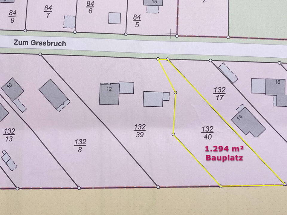 Lageplan u. Bauplatz in gelber Umrandung