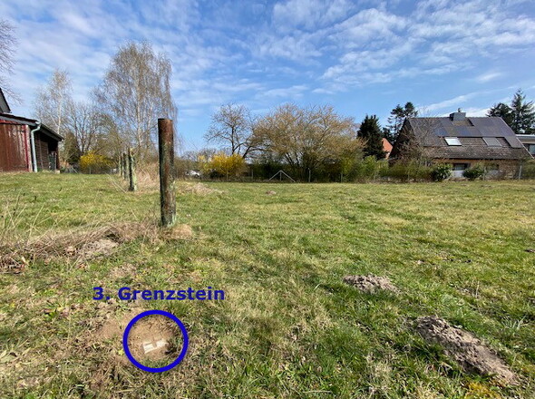 3. Vermessungspunkt zum rechter Hand liegenden Bauplatz