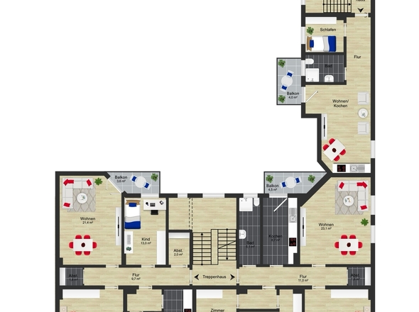 Grundriss Umfassungsstrasse 24 1.OG