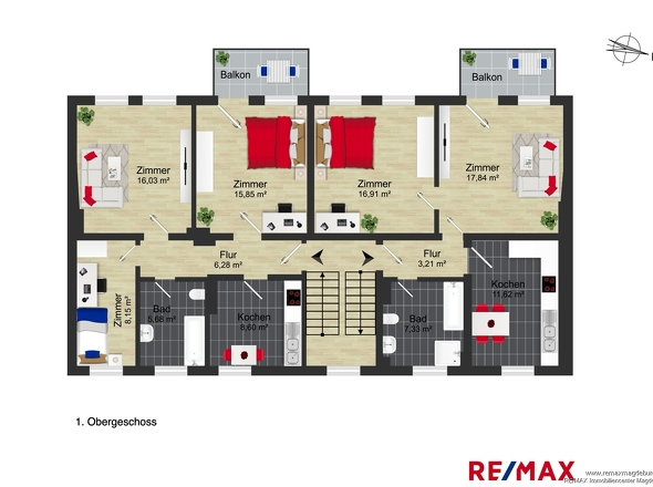 Grundriss Umfassungsstrasse 23 1.OG