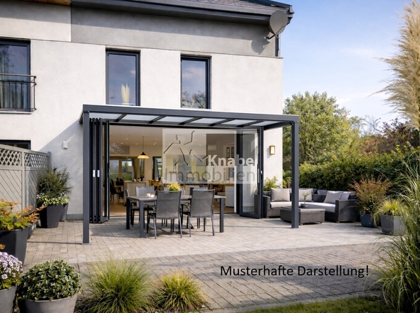 Visualisierungsbeispiel mit Solarlux-Terrassendach