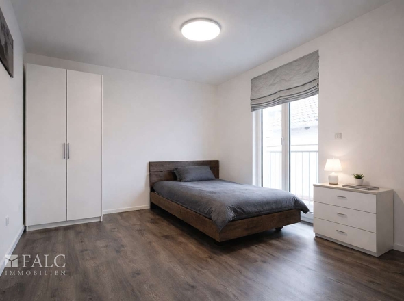 „Flexibel nutzbarer Schlafbereich Möblierung visualisiert.“