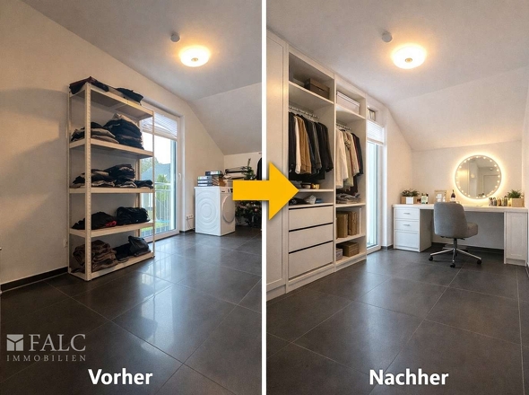 Praktisches Ankleidezimmer mit viel Stauraum