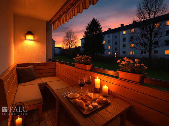 Balkon Einrichtungsbeispiel Abend