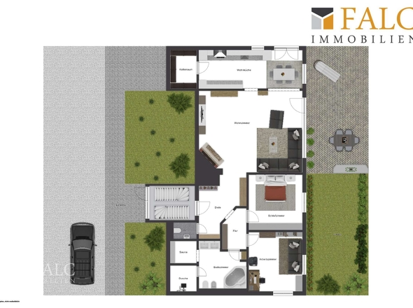 Souterrain mit Außenbereich