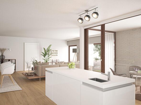 Wohn-/Essbereich Perspektive