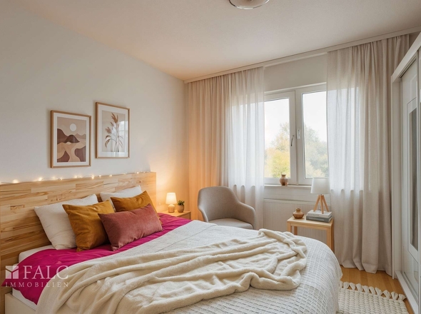 Schlafzimmer Gestaltungsvorschlag - (KI generiert)