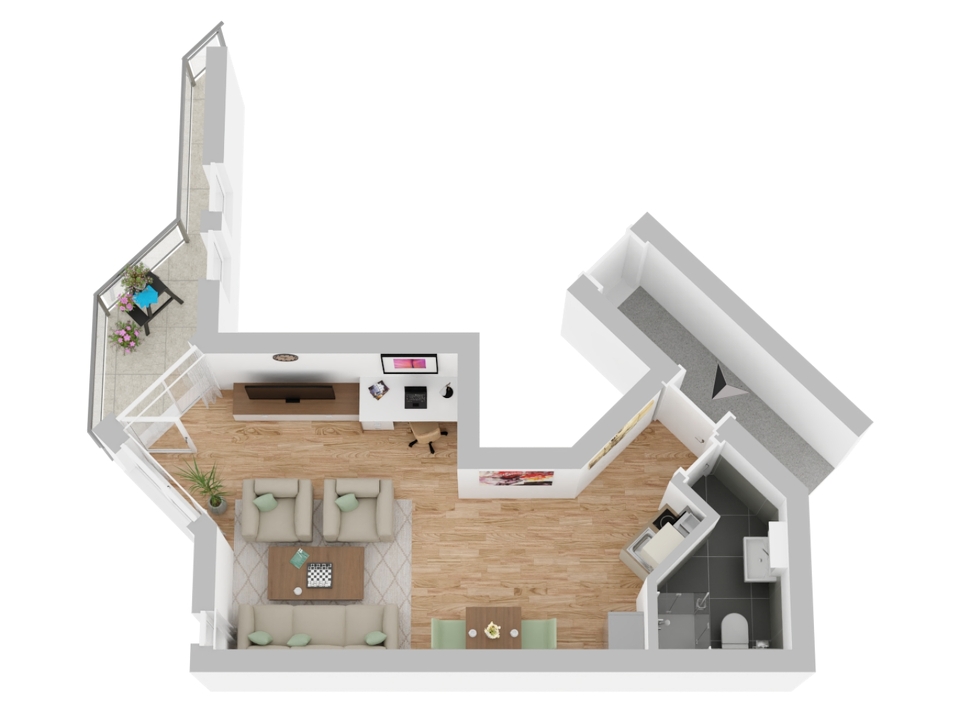 Grundriss von 1-Zi.-Appartement