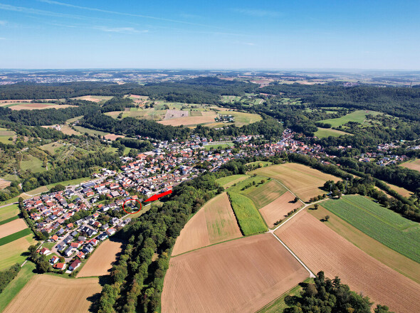 Umgebung Feldrandlage Vogelperspektive