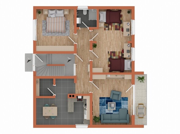 obere Etage ( vermietet)