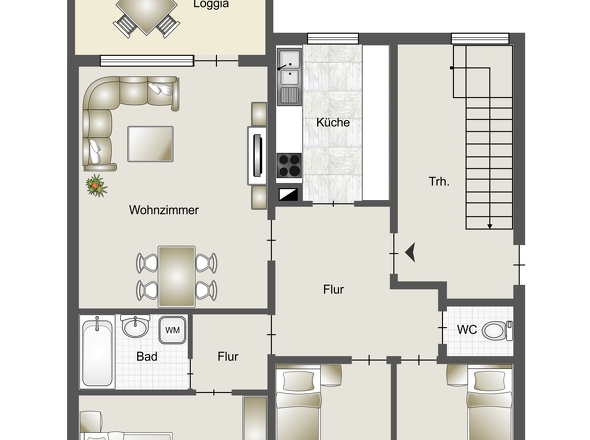 Grundriss der Wohnung 