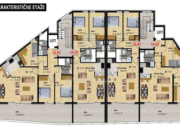 Der Grundriss einer typischen Etage