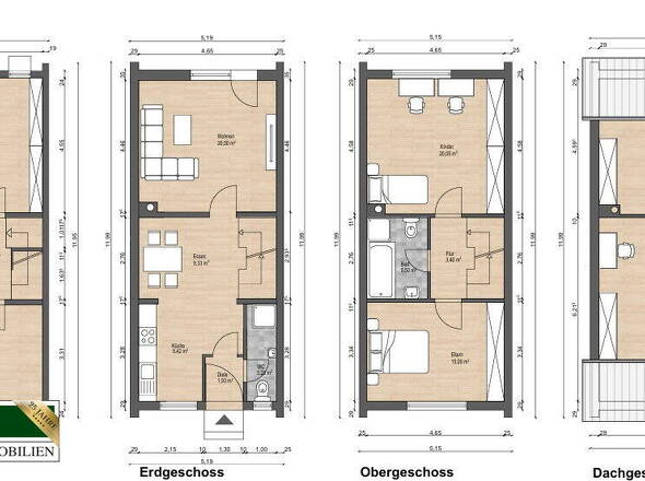 Grundrisse EG, OG, DG u. Vollkeller