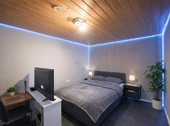 Aufgeräumtes Schlafzimmer durch KI erstellt