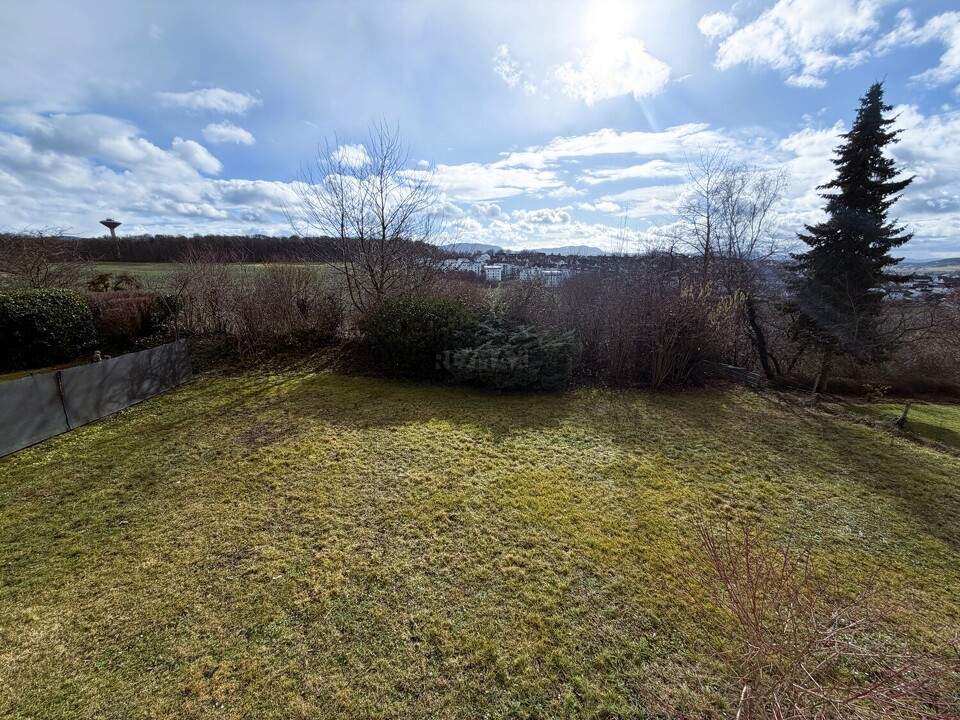 Ausblick vom Balkon auf den Garten