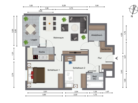 Grundriss Wohnung 120