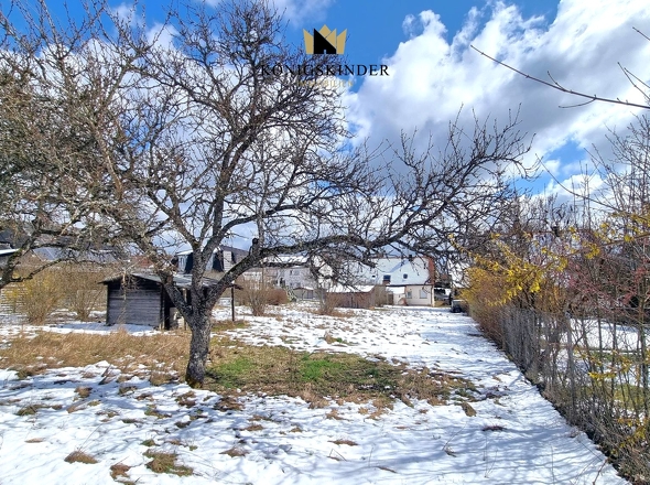 Garten mit Obstbäumen und Schuppen