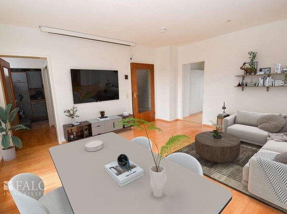 Wohnraum aus Ecke (virtuell möbliert)