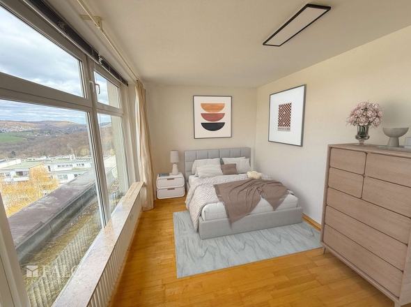 Schlafzimmer Fenster (virtuell möbliert)