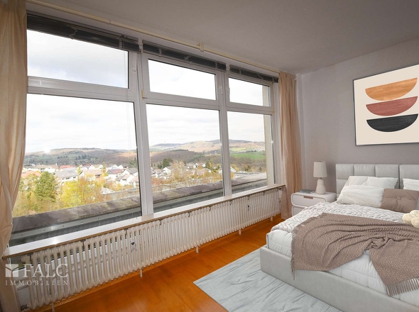 Schlafzimmer Aussicht (virtuell möbliert)