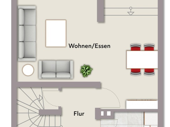 Erdgeschoss mit Anbau