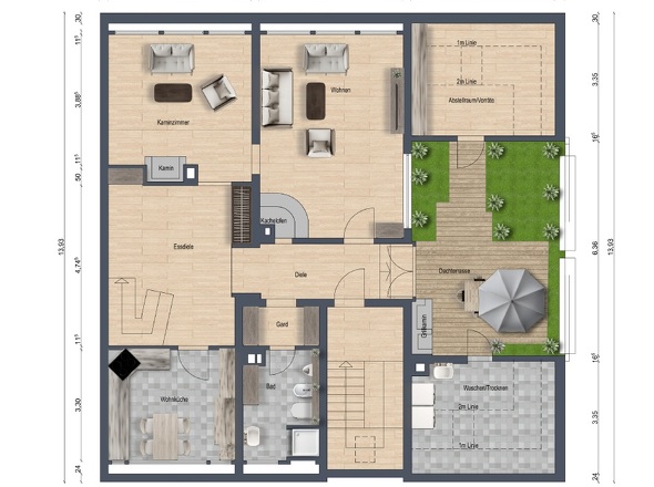 Grundriss untere Etage