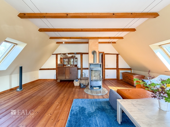 Wohnzimmer mit Kamin