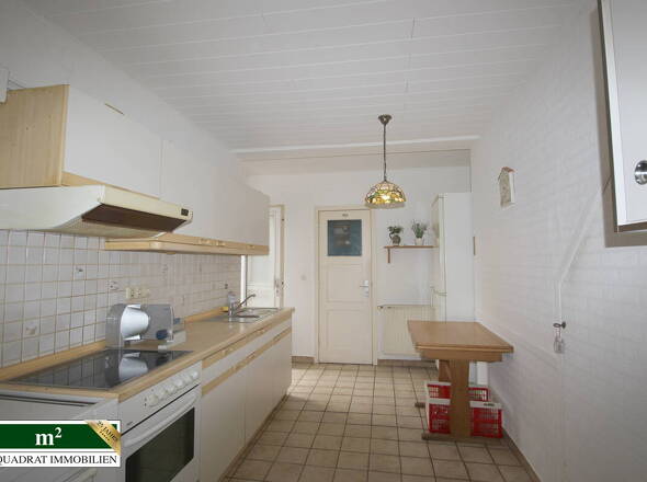 Einbauküche mit Zugang zum Duschbad u. zur Terrasse