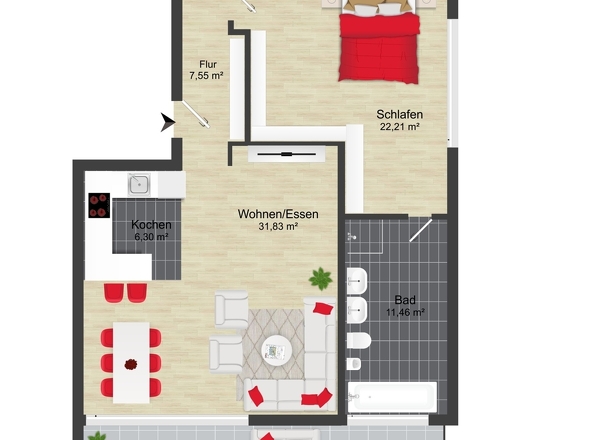Grundriss Penthouse rechts